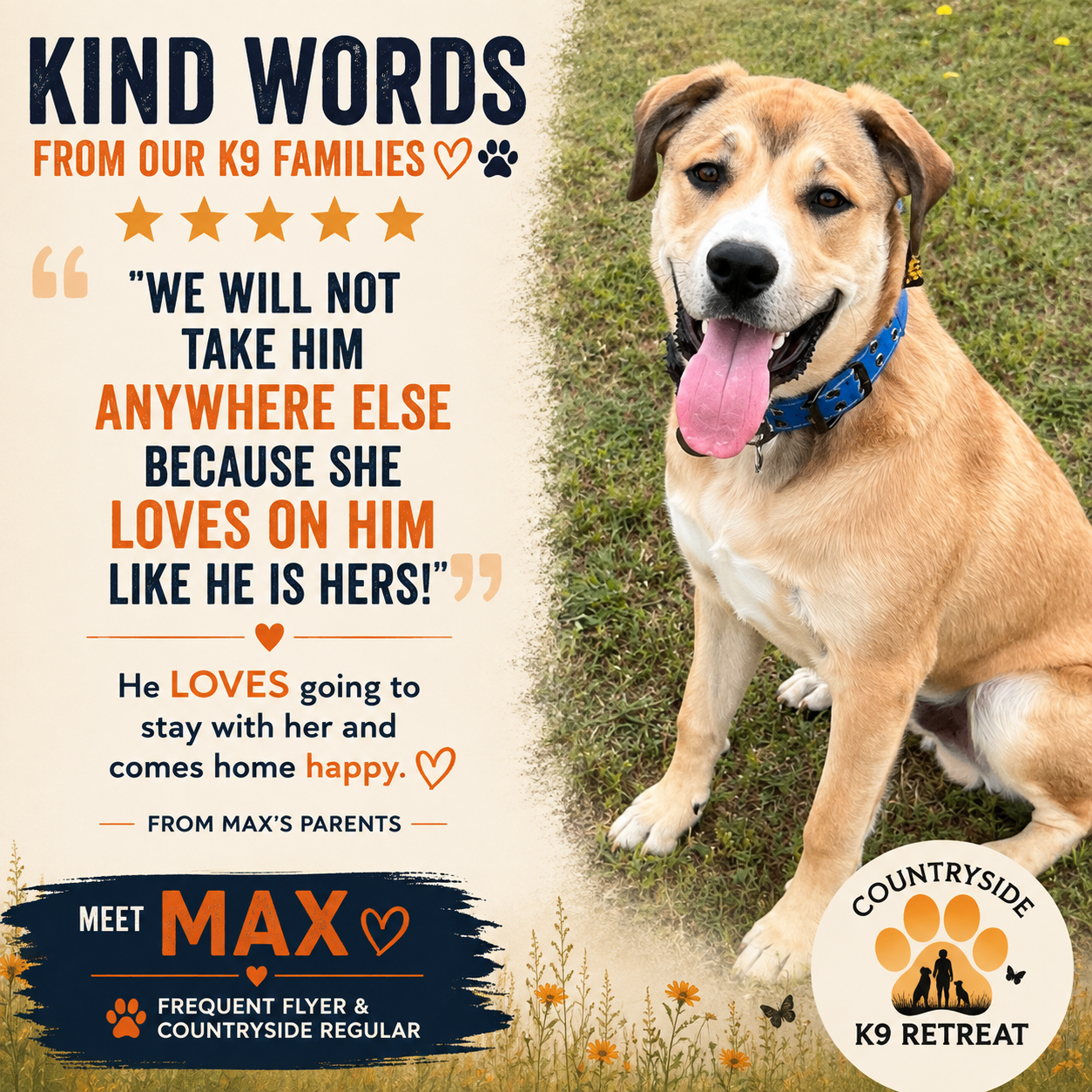 Review from Max’s parents about the loving care he receives